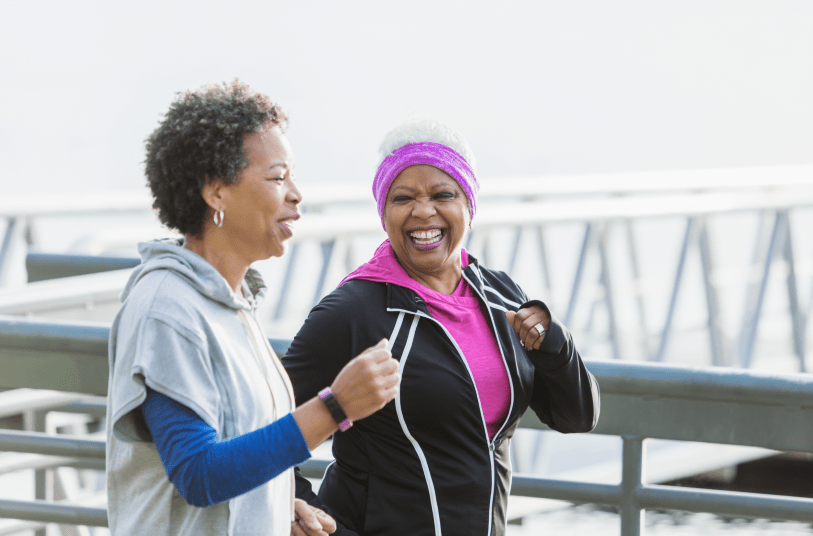 Women being supported with menopause at work while exercising