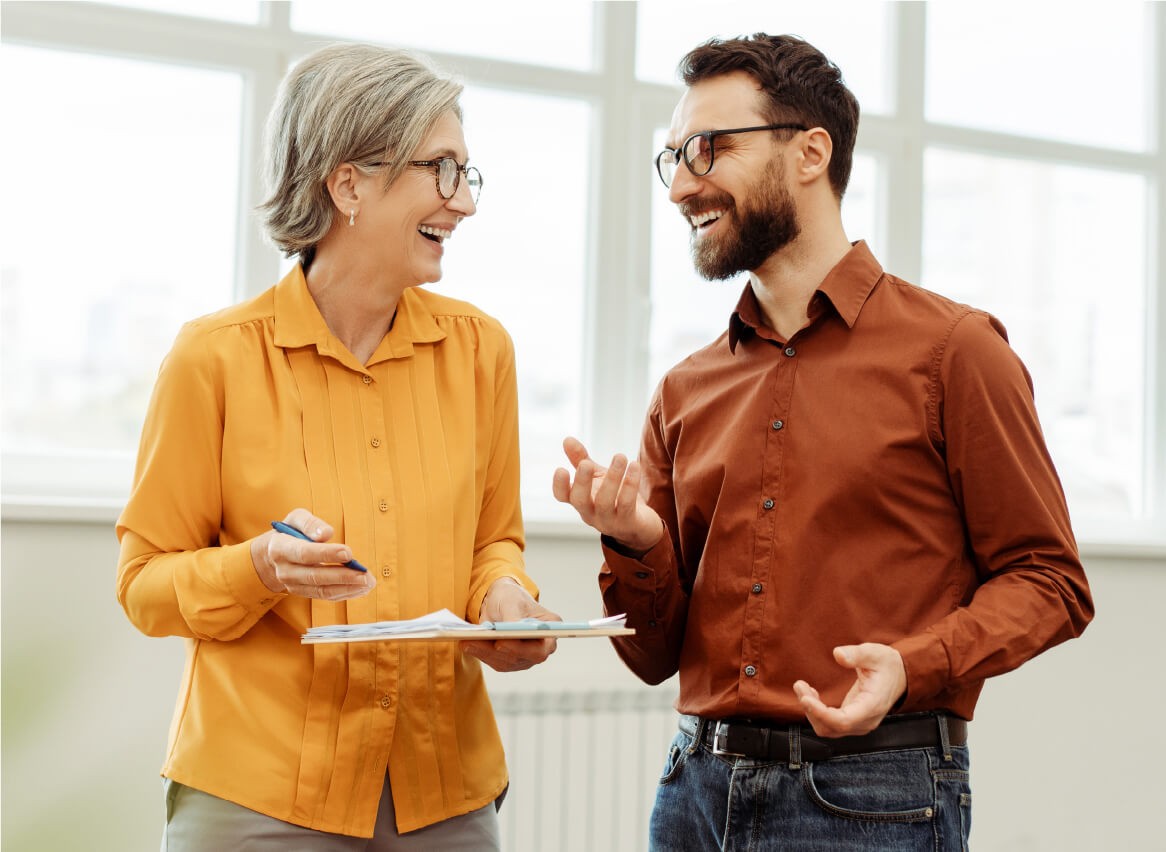 employees discussing the real drivers of employee engagement