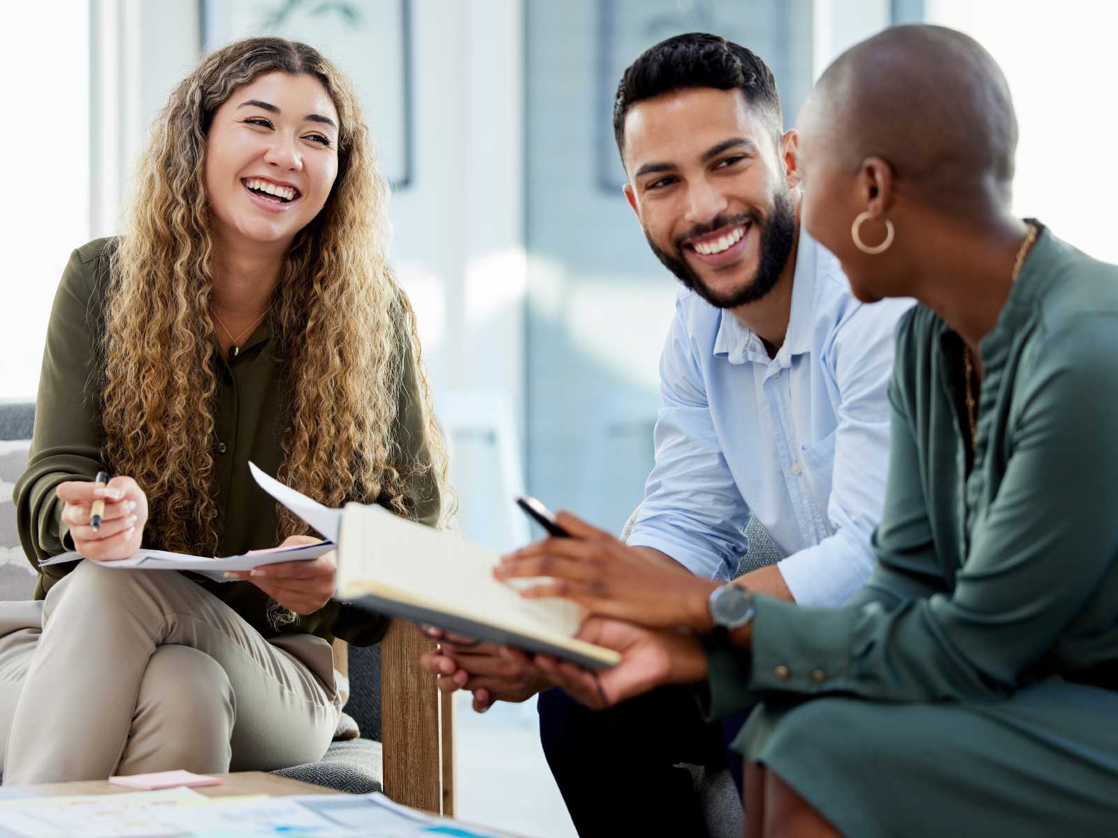 employees laughing at work