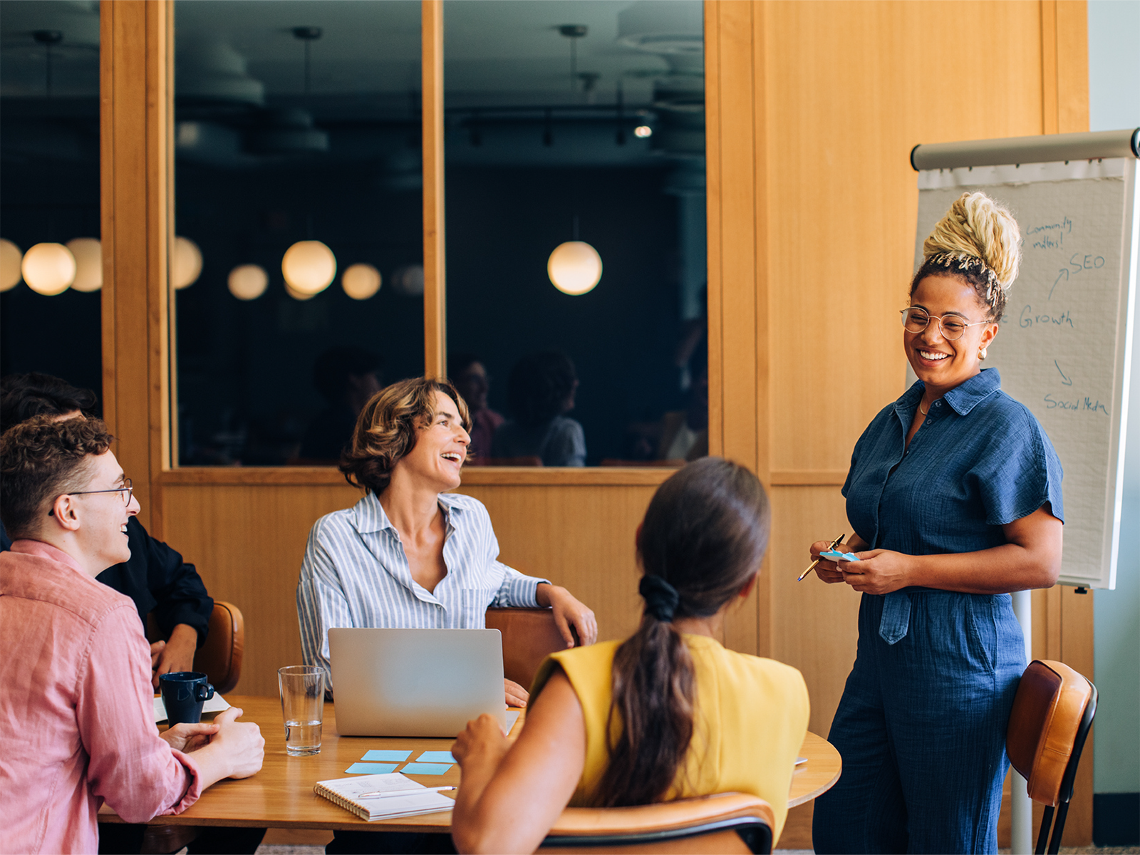 employees doing a team activity at work