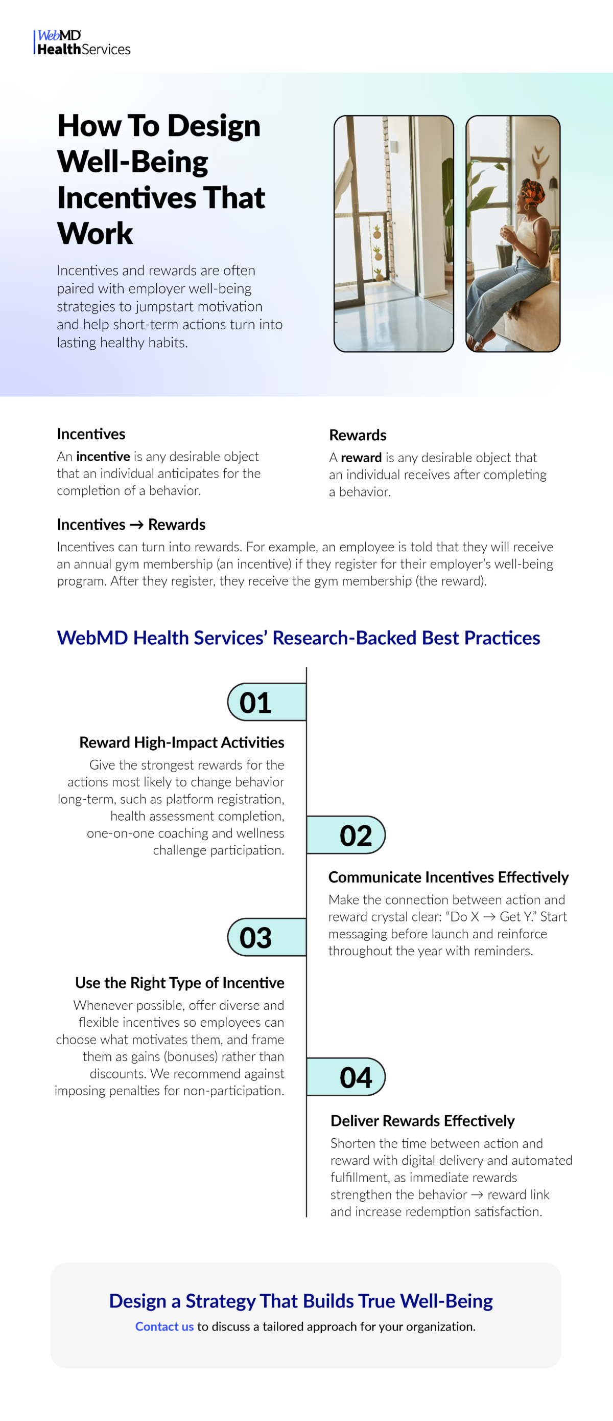 Infographic showing how to design well-being incentives that work