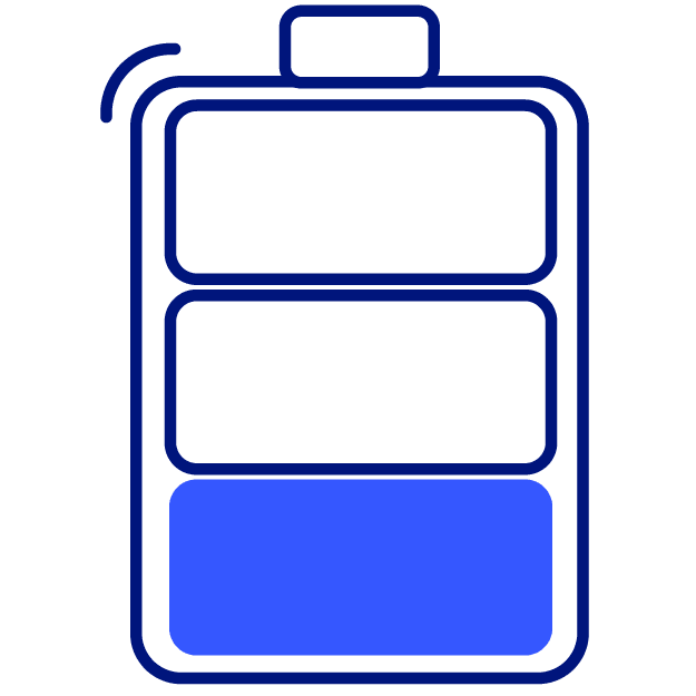 icon of a battery with low power