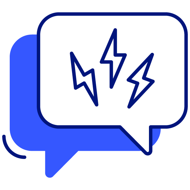 icon with thought a thought bubble with 3 lighting strikes inside it