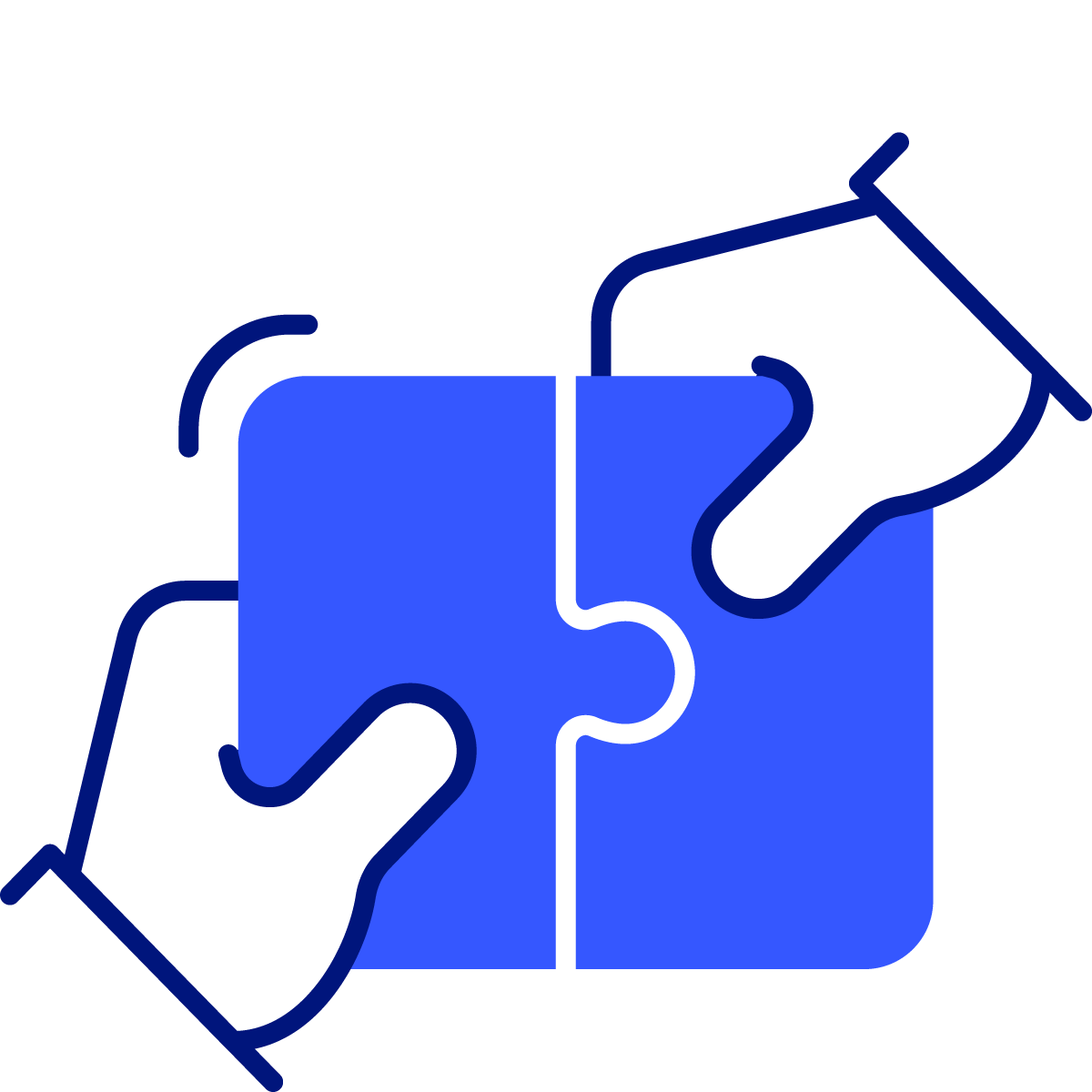 two hands putting together a puzzle piece