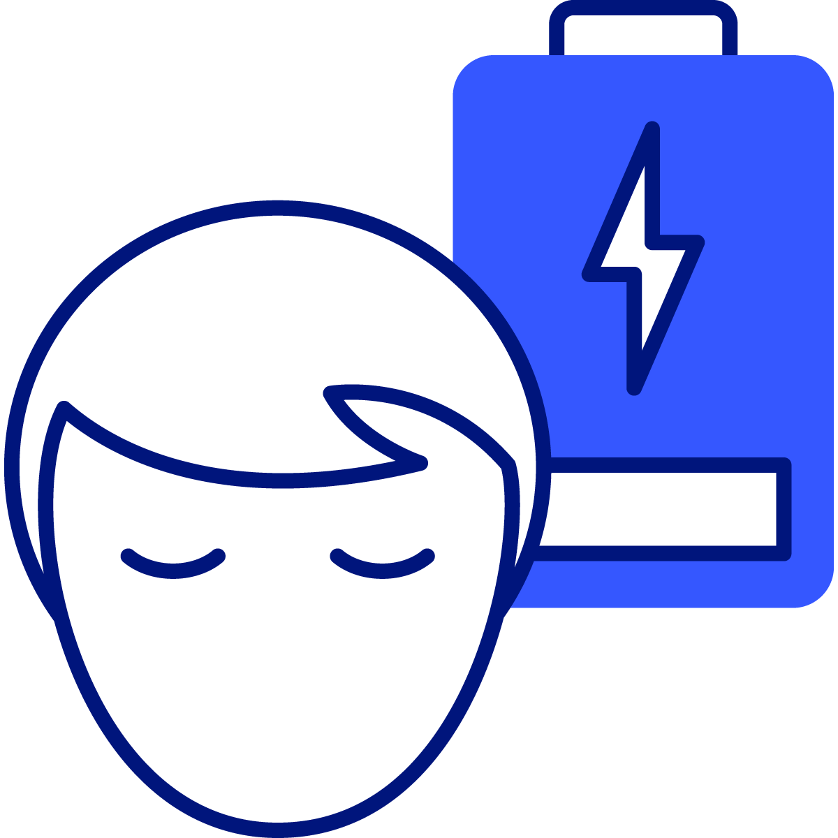 icon of a person next to a low battery