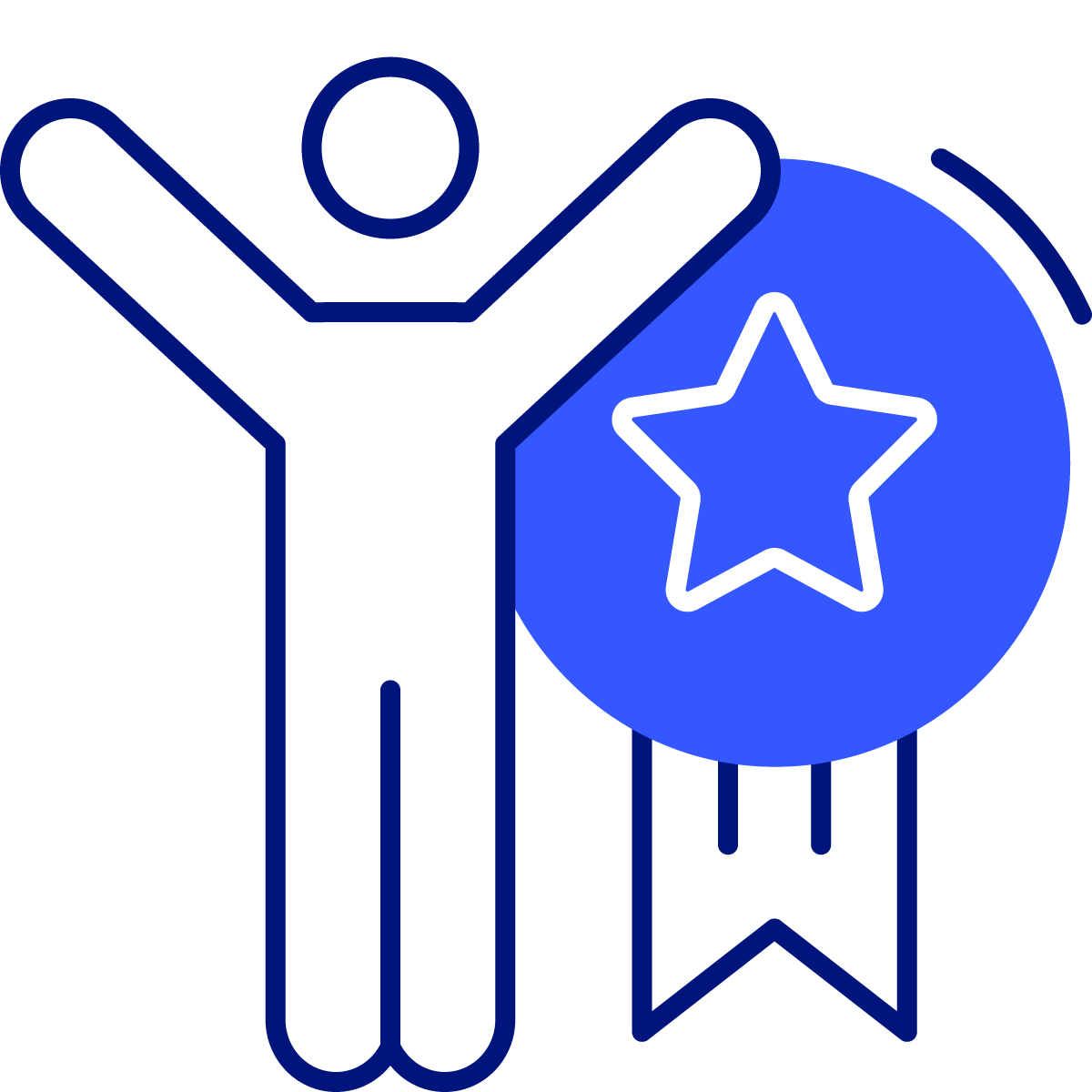 icon of a person next to an award ribbon
